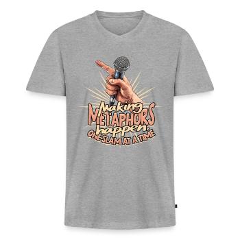 Poetry Slam Poet Making metaphors happen - Men's Premium Organic T-shirt with V-neck - heather grey - Front
