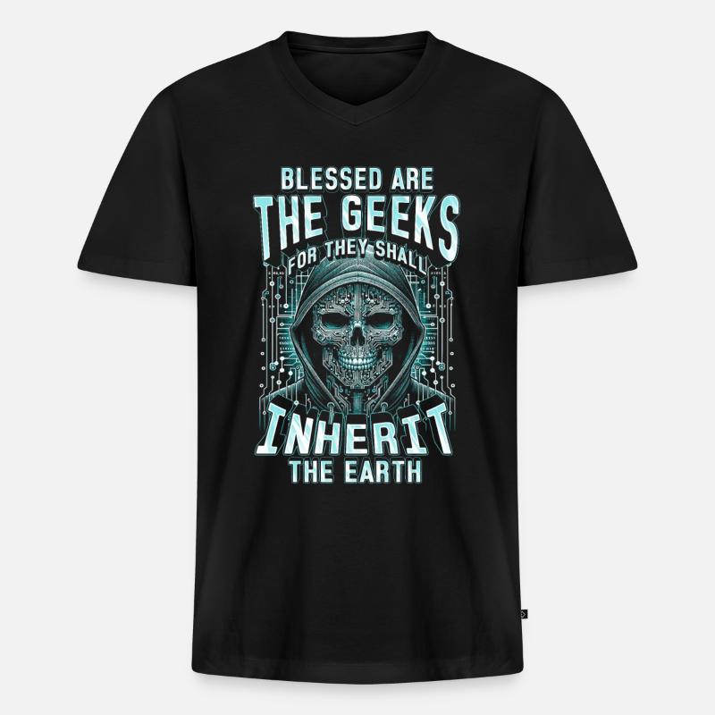 Robotik Ingenieur - Männer Premium Bio T-Shirt mit V-Ausschnitt - Schwarz