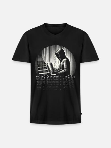 Robotics Engineer While (!( succeed=Try())); - Men's Premium Organic T-shirt with V-neck - black