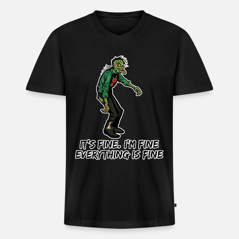 Zombie I'm fine. - Männer Premium Bio T-Shirt mit V-Ausschnitt - Schwarz