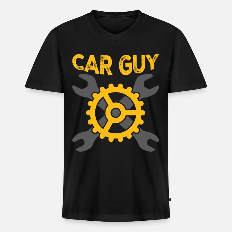 Car Guy Engine Mechanic Combustion - Männer Premium Bio T-Shirt mit V-Ausschnitt - Schwarz