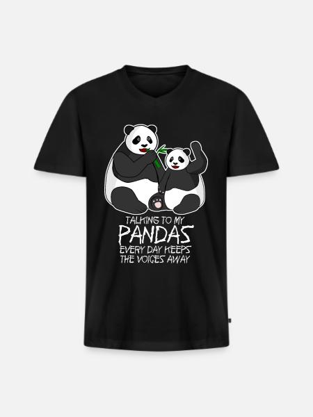 Panda Bear Funny Pandas - Men's Premium Organic T-shirt with V-neck - black