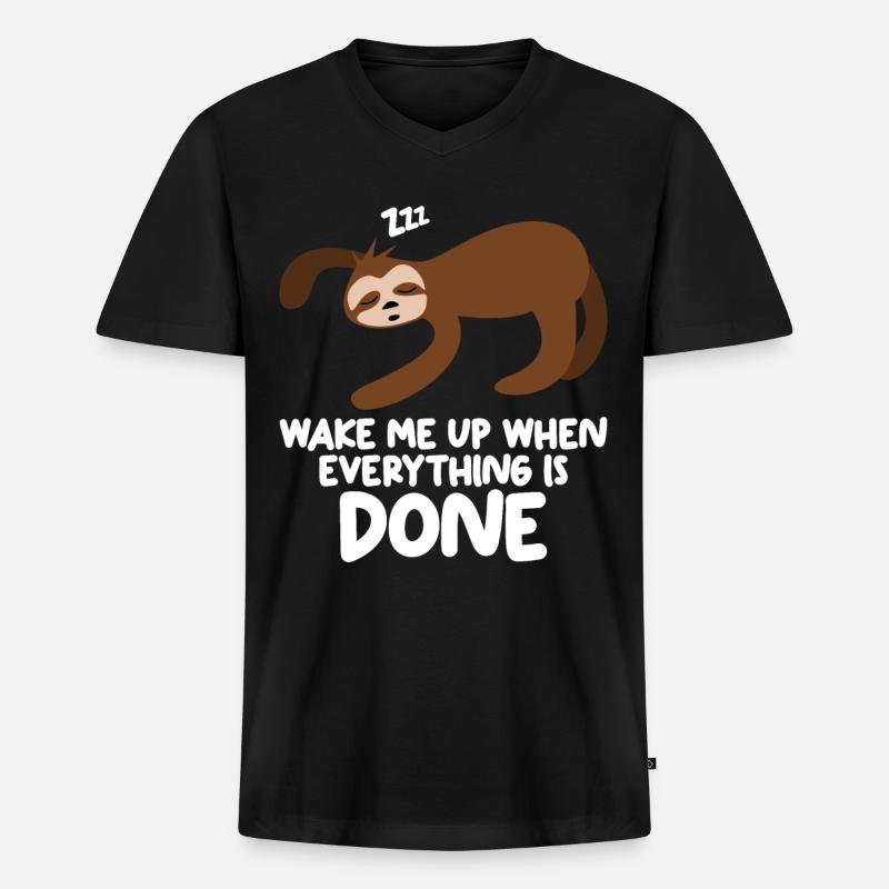 Sleeping Sloth Lazy Sloths - Männer Premium Bio T-Shirt mit V-Ausschnitt - Schwarz