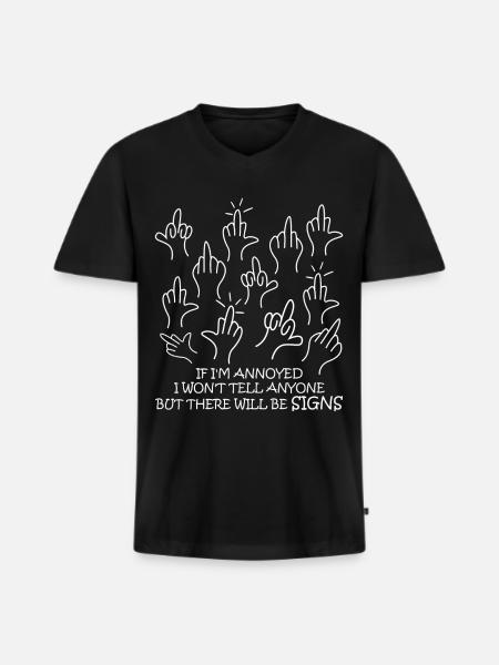 Middle Fingers Misanthrope Sarcasm - Men's Premium Organic T-shirt with V-neck - black