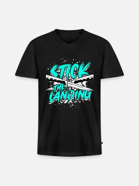 Messerwerfer Stick The Landing - Männer Premium Bio T-Shirt mit V-Ausschnitt - Schwarz