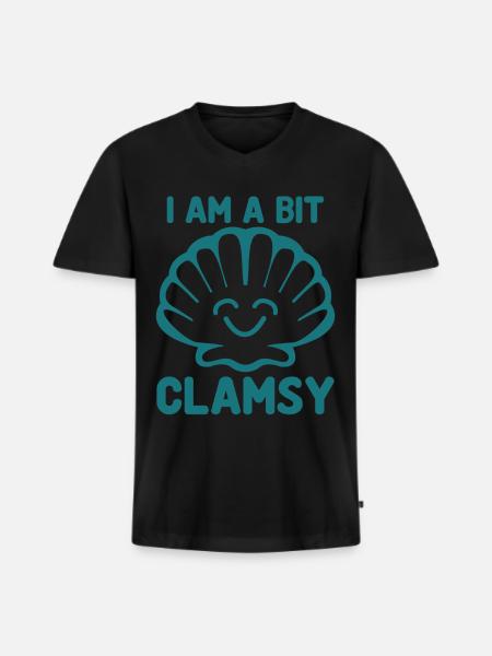 Clams Clam Seashells Sea Shell - Men's Premium Organic T-shirt with V-neck - black
