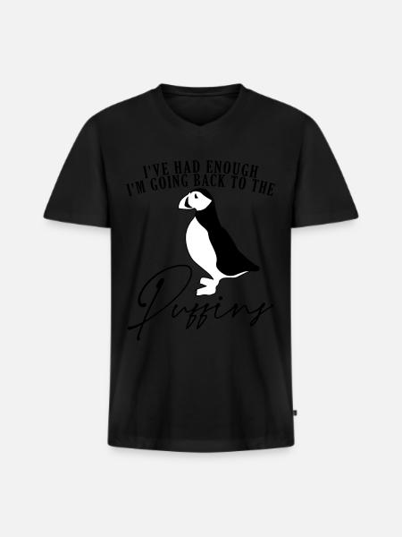 Puffins Puffin - Men's Premium Organic T-shirt with V-neck - black
