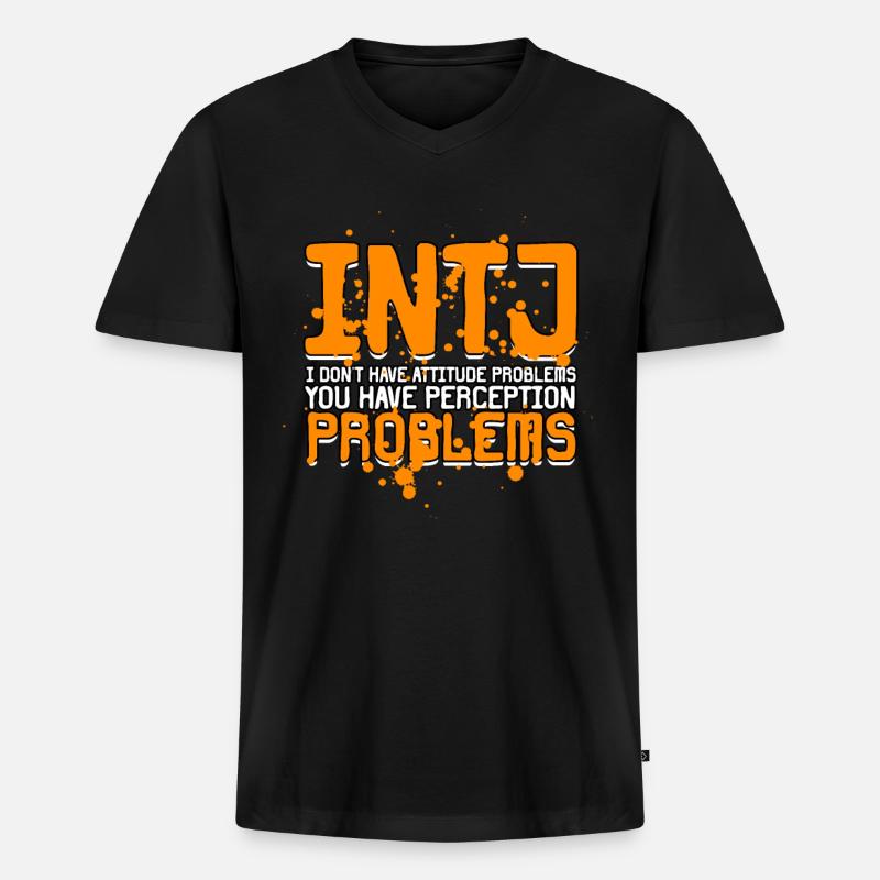 INTJ Percetprion Problems - Männer Premium Bio T-Shirt mit V-Ausschnitt - Schwarz