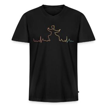 Qigong Retro Thai Chi Chigong Qi Gong - Männer Premium Bio T-Shirt mit V-Ausschnitt - Schwarz - Vorne - Nico (187cm)