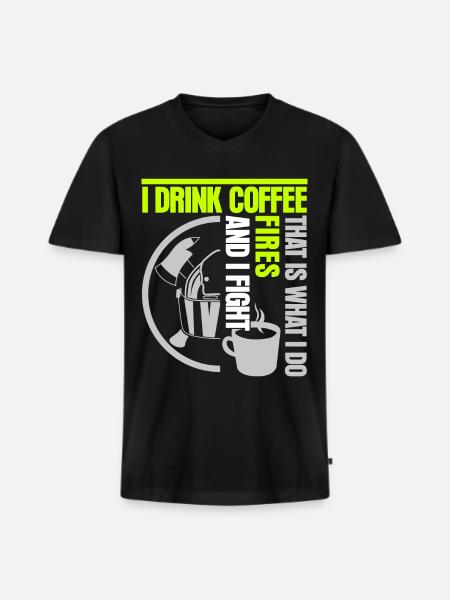 Pompier Jeune pompier Pompier - T-shirt encolure en V Premium bio Homme - noir