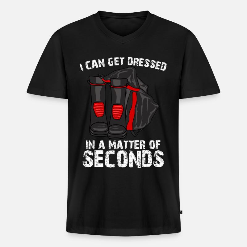 Fireman Fire Brigade Firefighter - Männer Premium Bio T-Shirt mit V-Ausschnitt - Schwarz