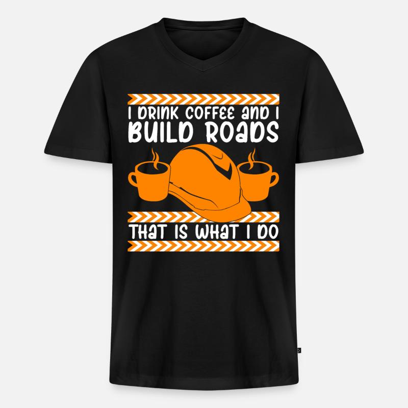 Roadmaker Road Keeper Roadbuilder - Männer Premium Bio T-Shirt mit V-Ausschnitt - Schwarz
