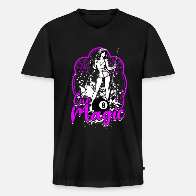 8-Ball Billard Cue Magic - Männer Premium Bio T-Shirt mit V-Ausschnitt - Schwarz