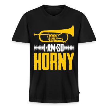 Flugelhorn Brass Instrument Orchestra - Männer Premium Bio T-Shirt mit V-Ausschnitt - Schwarz - Vorne - Nico (187cm)
