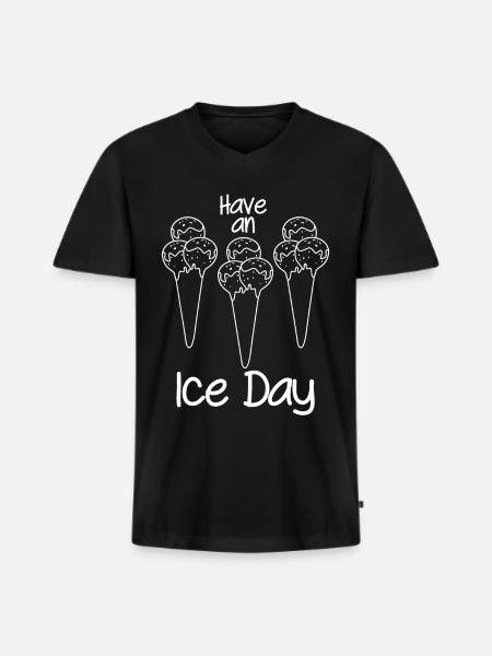 Crème glacée d’été - T-shirt encolure en V Premium bio Homme - noir