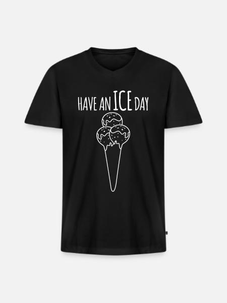 Crème glacée d’été - T-shirt encolure en V Premium bio Homme - noir