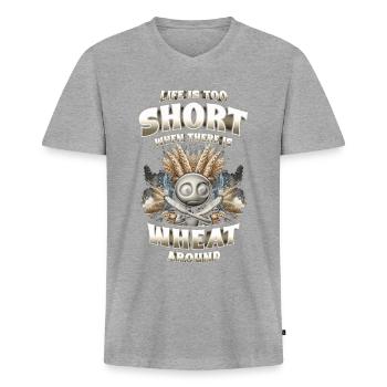 Allergie au blé - T-shirt encolure en V Premium bio Homme - gris chiné - Devant