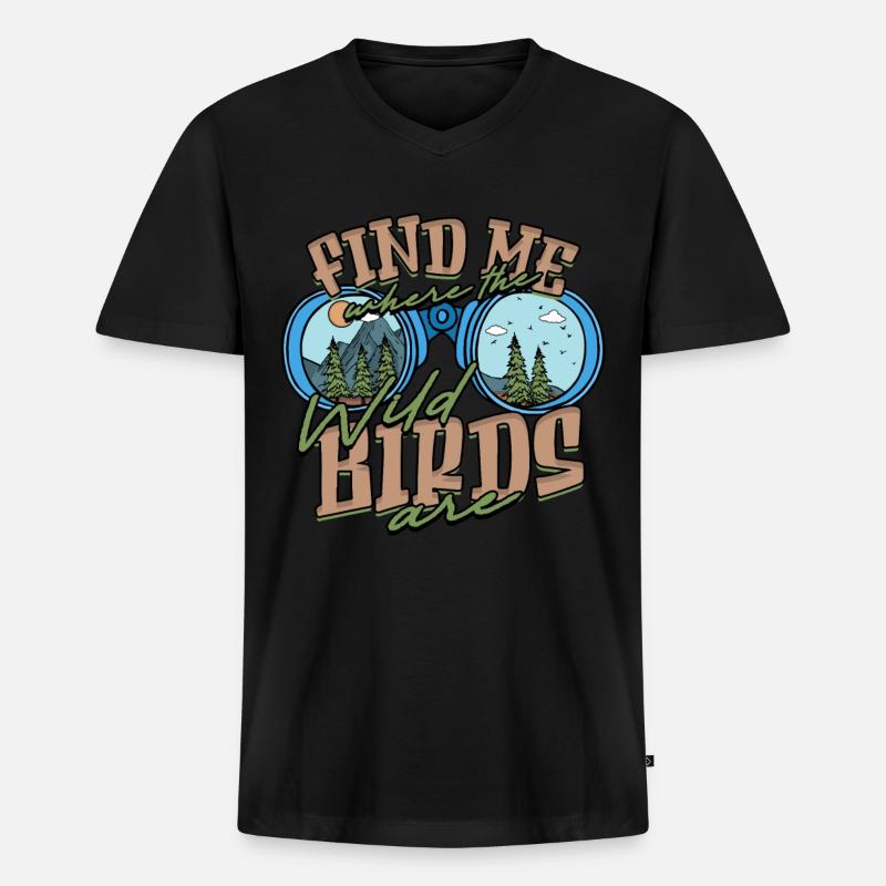 Vogelbeobachtung Ornithologe - Männer Premium Bio T-Shirt mit V-Ausschnitt - Schwarz