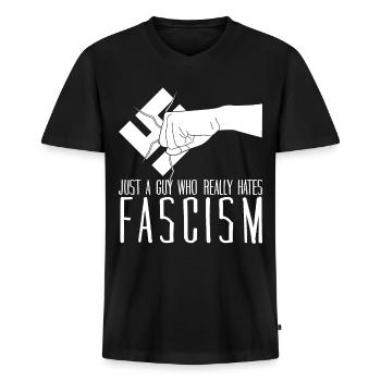 Tolerance Antifascism Respect - Männer Premium Bio T-Shirt mit V-Ausschnitt - Schwarz - Vorne - Nico (187cm)