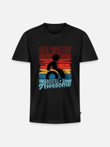 Rollstuhlfahrer Rollifahrer - Männer Premium Bio T-Shirt mit V-Ausschnitt - Schwarz