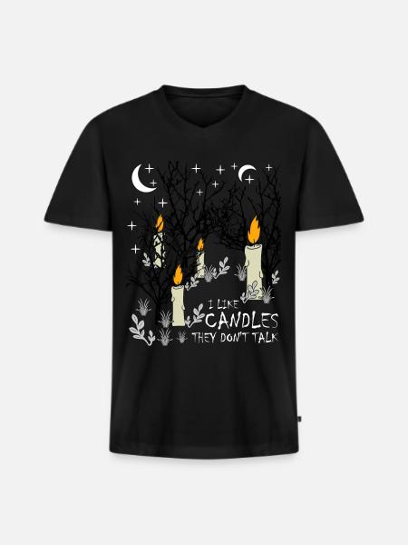Candles Trees Candle Moon Candlemaking - Men's Premium Organic T-shirt with V-neck - black
