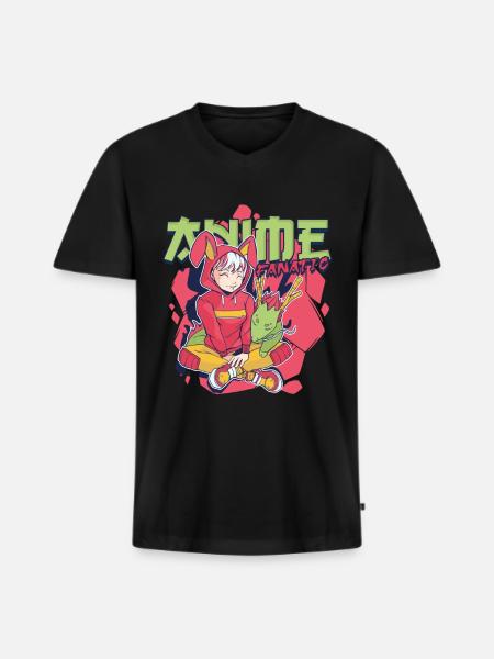 Anime Fanatic - Männer Premium Bio T-Shirt mit V-Ausschnitt - Schwarz