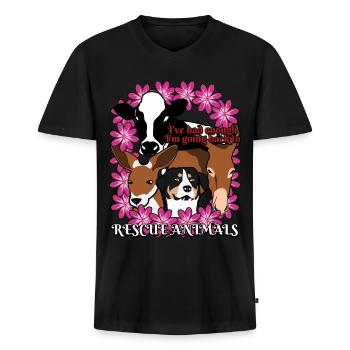 Protection des animaux Vegan Droits des animaux - T-shirt encolure en V Premium bio Homme - noir - Devant - Nico (187cm)