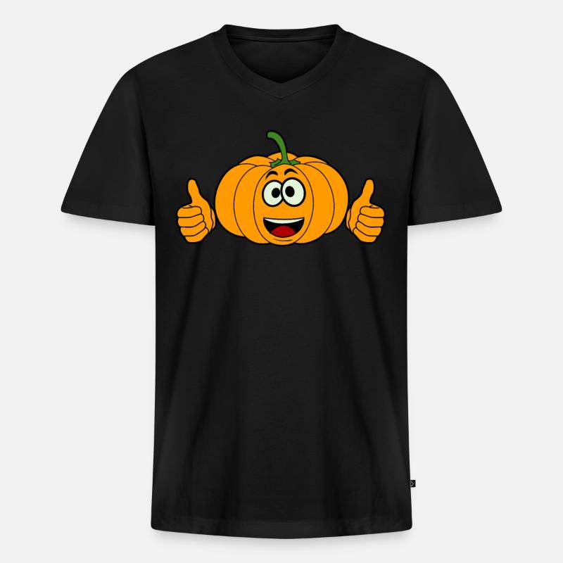 Pumpkin Thumbs up Pumpkins - Männer Premium Bio T-Shirt mit V-Ausschnitt - Schwarz