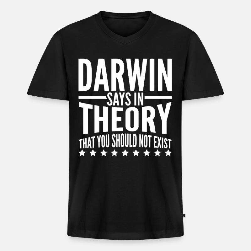 Misanthrope Darwin Darwinism - Männer Premium Bio T-Shirt mit V-Ausschnitt - Schwarz
