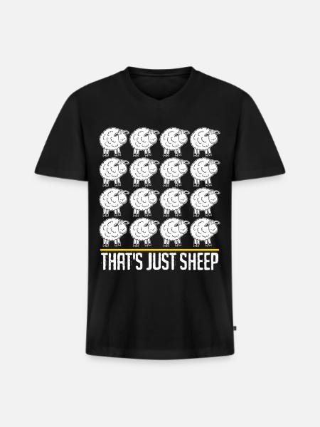 Many Sheep - Men's Premium Organic T-shirt with V-neck - black