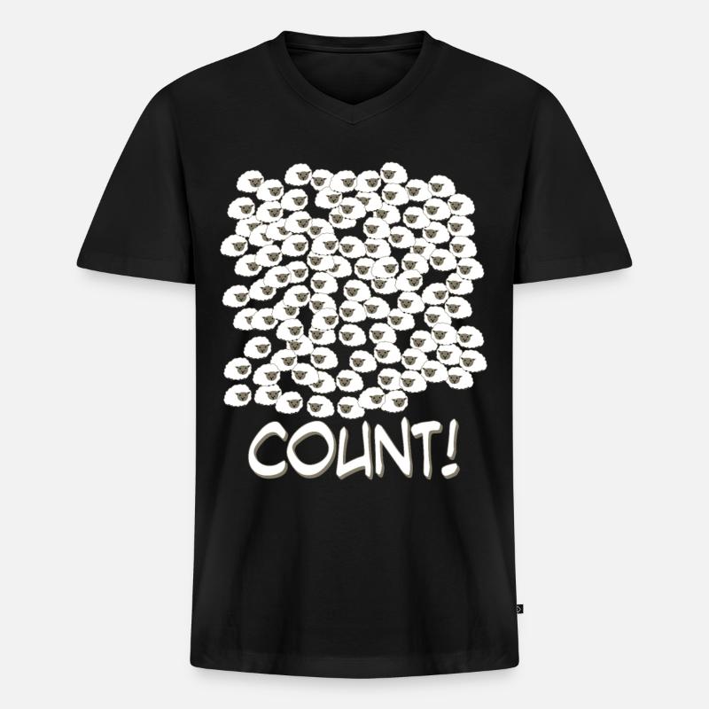 Sheep Counting - Männer Premium Bio T-Shirt mit V-Ausschnitt - Schwarz