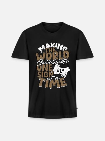 ASL Dolmetscher Gebärdensprache - Männer Premium Bio T-Shirt mit V-Ausschnitt - Schwarz