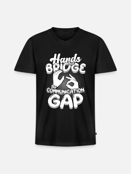 ASL Sign Language Interpreter - Men's Premium Organic T-shirt with V-neck - black