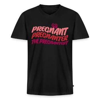 Pregnancy Baby Mother Pregnant Expecting - Männer Premium Bio T-Shirt mit V-Ausschnitt - Schwarz - Vorne - Nico (187cm)