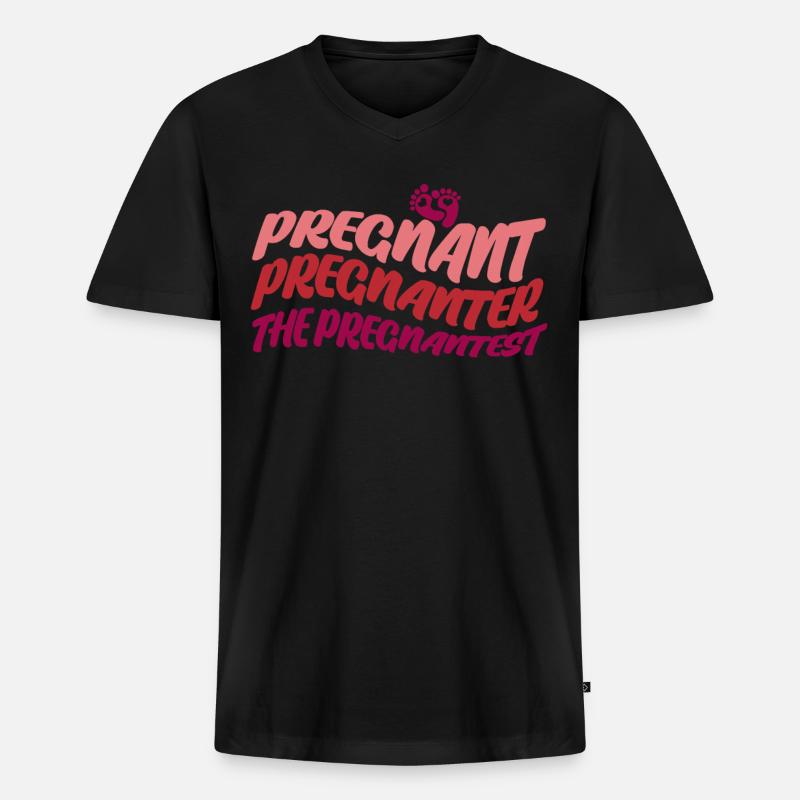 Grossesse Bébé Mère Enceinte Enceinte - T-shirt encolure en V Premium bio Homme - noir