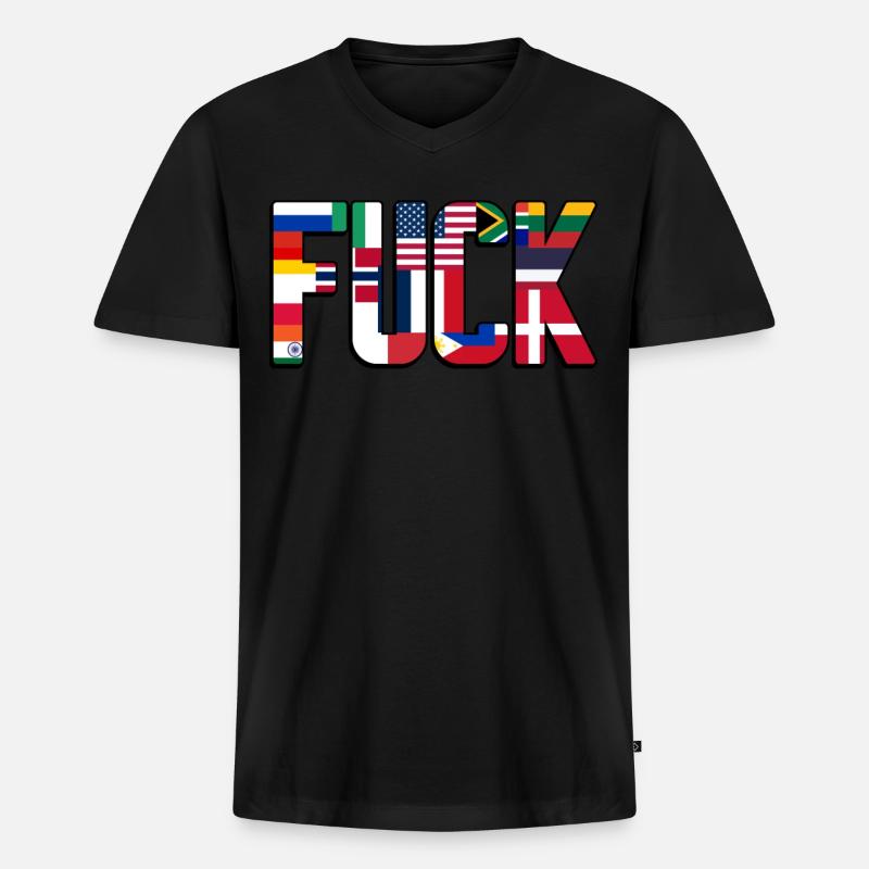 Curse Words Grumpy - Männer Premium Bio T-Shirt mit V-Ausschnitt - Schwarz