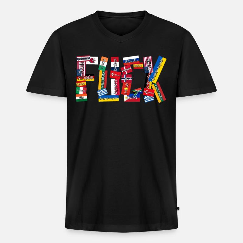 Grumpy International Curse Words - Männer Premium Bio T-Shirt mit V-Ausschnitt - Schwarz