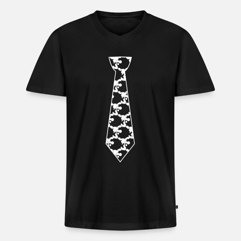 Cravate poisson-globe avec poisson-globe - T-shirt encolure en V Premium bio Homme - noir