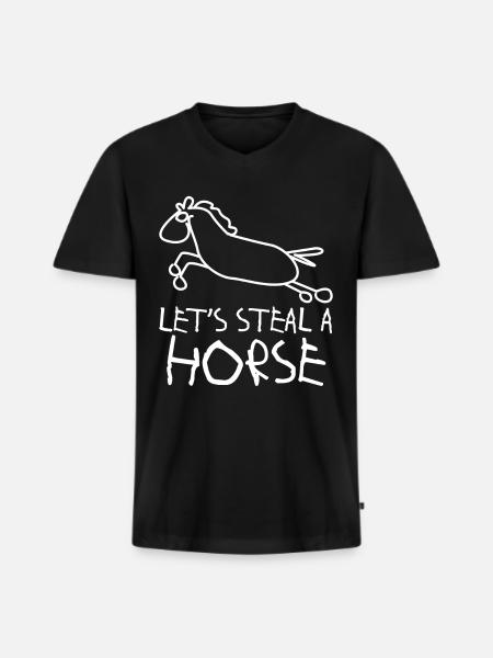 Équitation Haflinger Chevaux Iclander - T-shirt encolure en V Premium bio Homme - noir