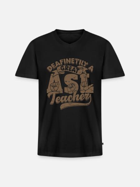 ASL Dolmetscher Gebärdensprache - Männer Premium Bio T-Shirt mit V-Ausschnitt - Schwarz