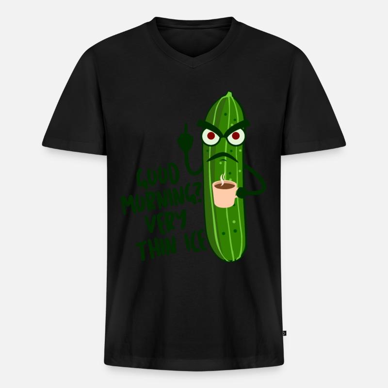Grumpy Cucumber Cucumbers Pickles - Männer Premium Bio T-Shirt mit V-Ausschnitt - Schwarz
