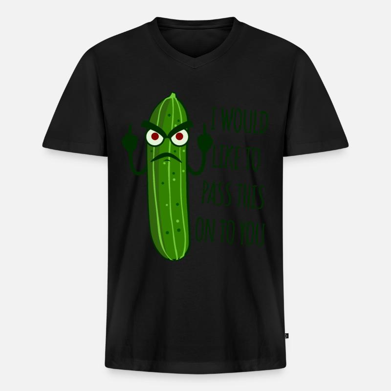 Cucumber Grumpy Misanthrope - Männer Premium Bio T-Shirt mit V-Ausschnitt - Schwarz