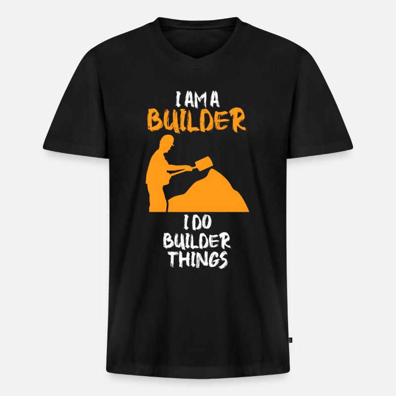 Builder Road Keeper Roadbuilder - Männer Premium Bio T-Shirt mit V-Ausschnitt - Schwarz