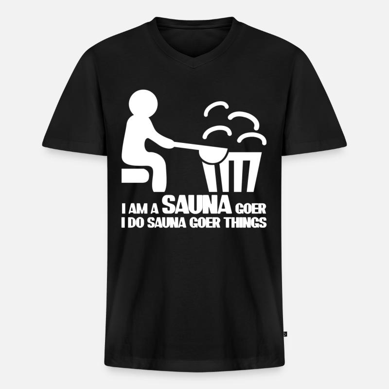 Sauna Spa Wellness - Männer Premium Bio T-Shirt mit V-Ausschnitt - Schwarz