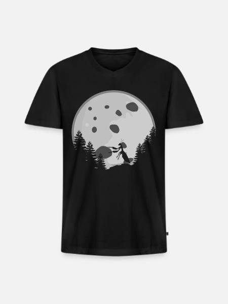 Praying Mantis with Moon - Men's Premium Organic T-shirt with V-neck - black