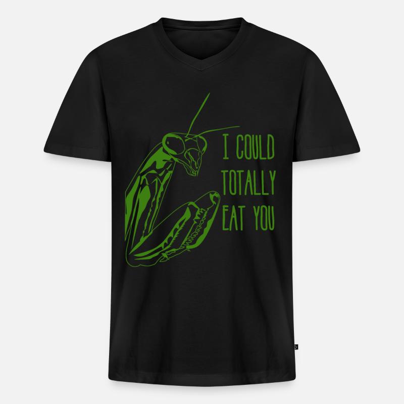 Praying Mantis Joke - Männer Premium Bio T-Shirt mit V-Ausschnitt - Schwarz