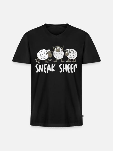 Sheep with Sneakers - Men's Premium Organic T-shirt with V-neck - black