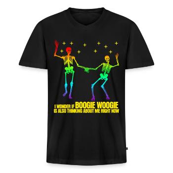 Boogie Woogie Skeleton Dance Swing - Männer Premium Bio T-Shirt mit V-Ausschnitt - Schwarz - Vorne - Nico (187cm)