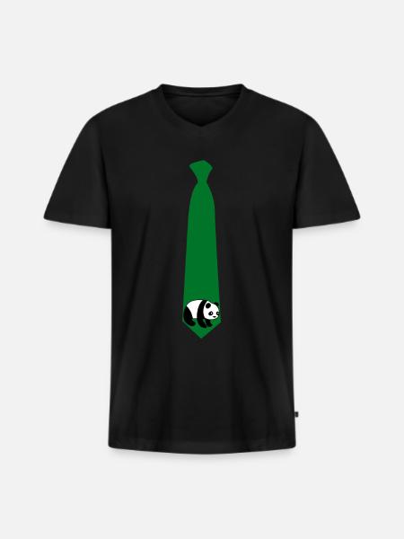 Cravate Panda avec Panda Bear - T-shirt encolure en V Premium bio Homme - noir