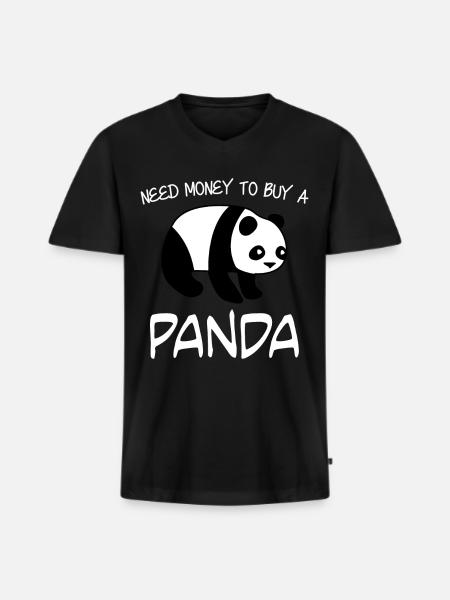 Panda Ours Panda géant - T-shirt encolure en V Premium bio Homme - noir